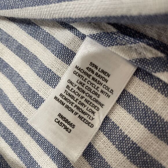 Caslon Linen Jacket Women XXL Blue White Striped Yacht Unstructured Blazer 2XL - Picture 7 of 16